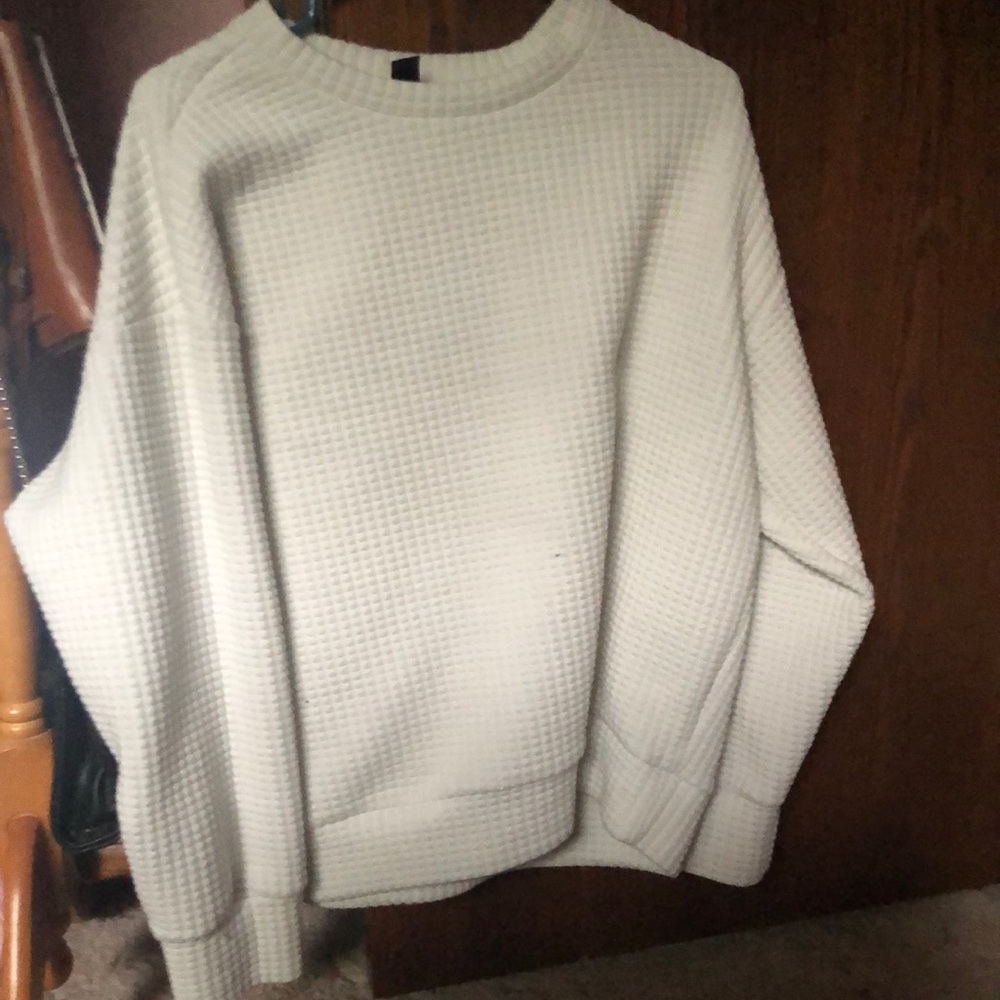 Fluffy white sweater